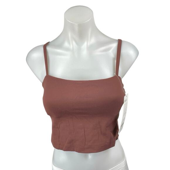 NEW Crz Yoga Brown Sleeveless Cami Camisole Tank Workout Athletic Crop Top Sz S - Picture 1 of 4